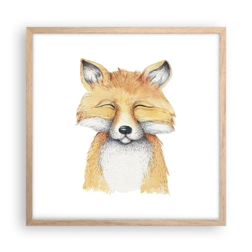 Plakat i ramme af lyst egetræ - Rævehumor - 50x50 cm