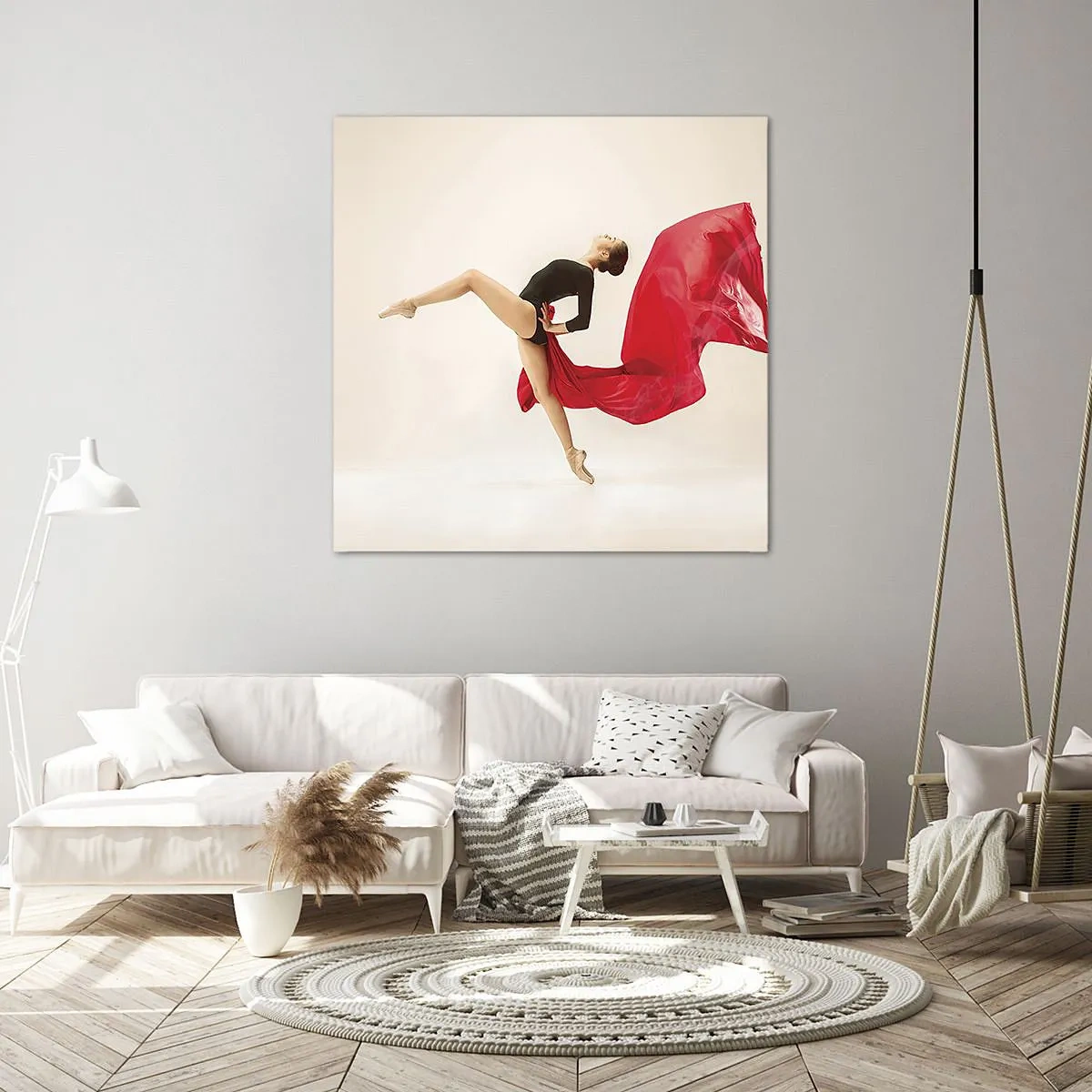 Lærredstryk - Billede på lærred - Rød og sort - 30x30 cm