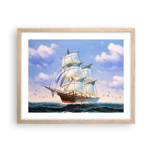 Plakat i ramme af lyst egetræ - Stolt med vinden - 50x40 cm