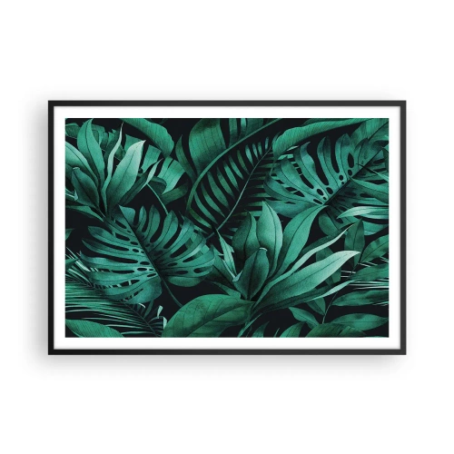Plakat i sort ramme - Dyb tropisk grøn - 100x70 cm