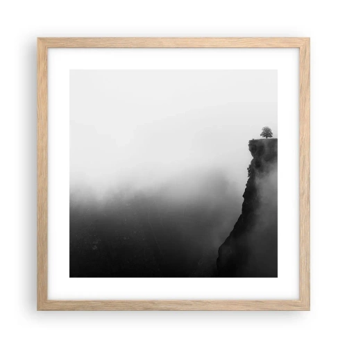Plakat i ramme af lyst egetræ - På kanten af verden - 40x40 cm