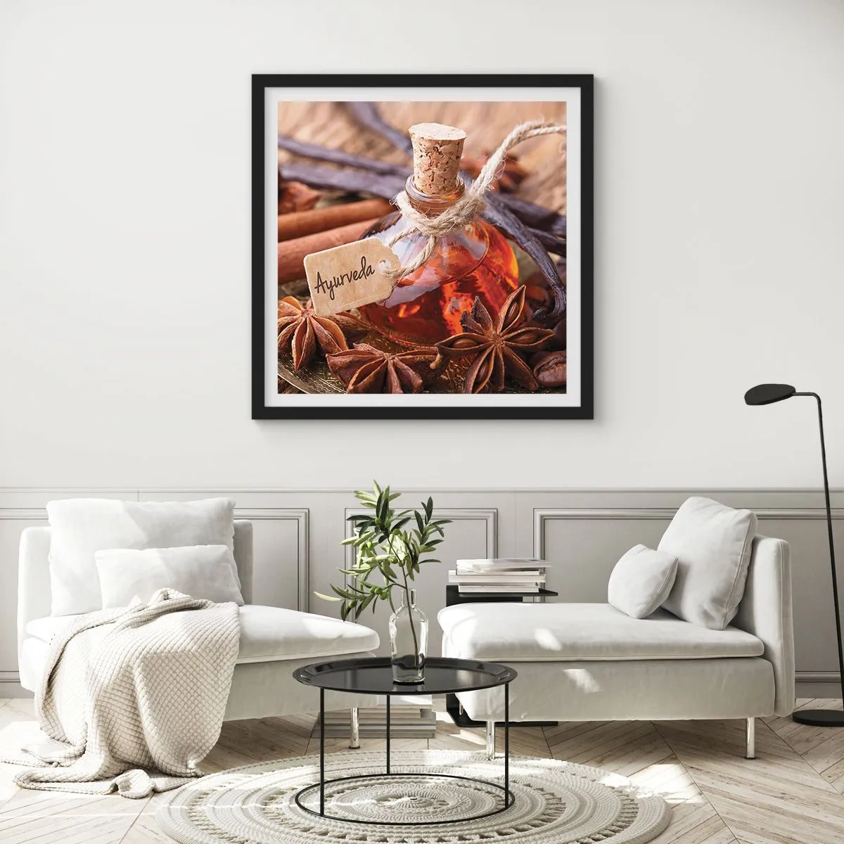 Plakat i sort ramme - På vej mod enhed af krop og ånd - 50x50 cm