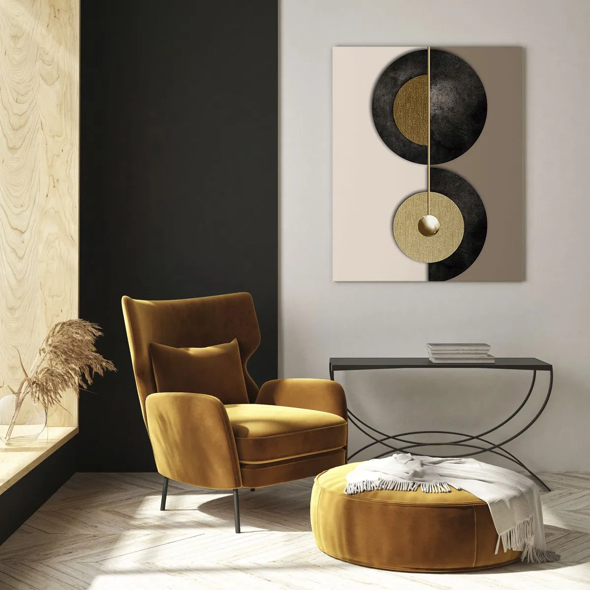 Billede på glas - Variationer omkring en cirkel - 70x100 cm