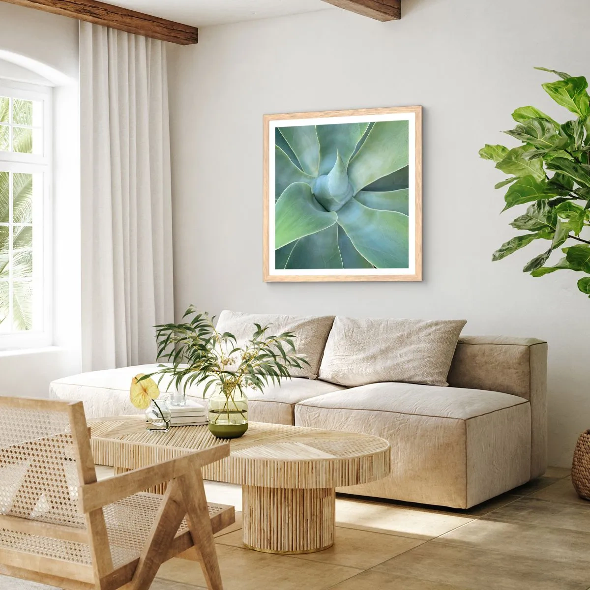 Plakat i ramme af lyst egetræ - Den grønne fødsel - 40x40 cm