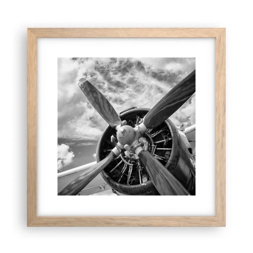 Plakat i ramme af lyst egetræ - Himmelens erobrer - 30x30 cm