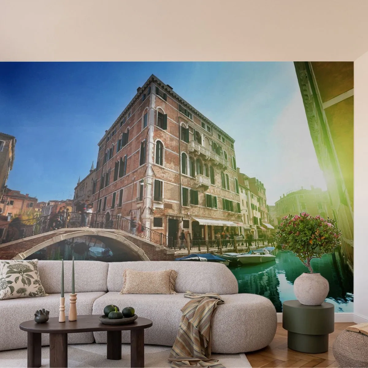 Fototapet Premium Sand - Venedig - Amore Mio - By, Venedig, Gondoler - 100x70 cm