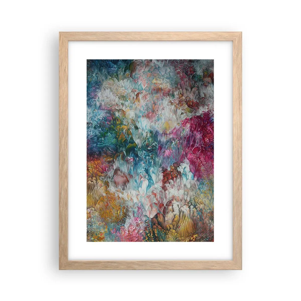 Plakat i ramme af lyst egetræ - I fuldt flor - 30x40 cm