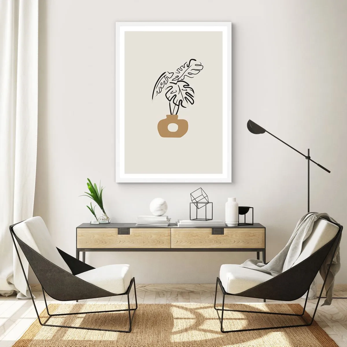 Plakat i hvid ramme - Monstera - udsmykning af huset - 61x91 cm