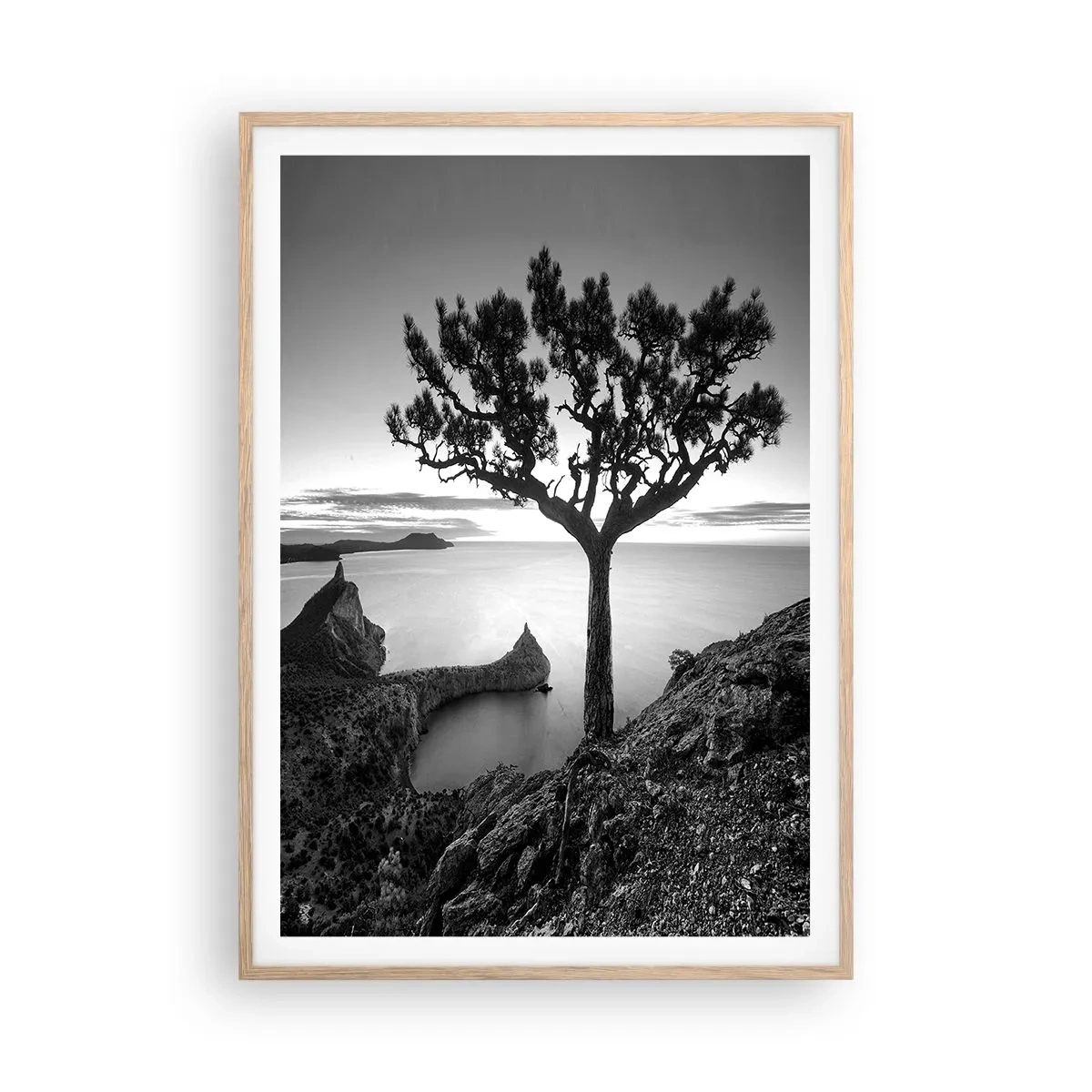 Plakat i ramme af lyst egetræ - Fred hele vejen til horisonten - 70x100 cm