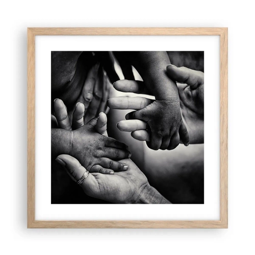Plakat i ramme af lyst egetræ - At være menneske - 40x40 cm