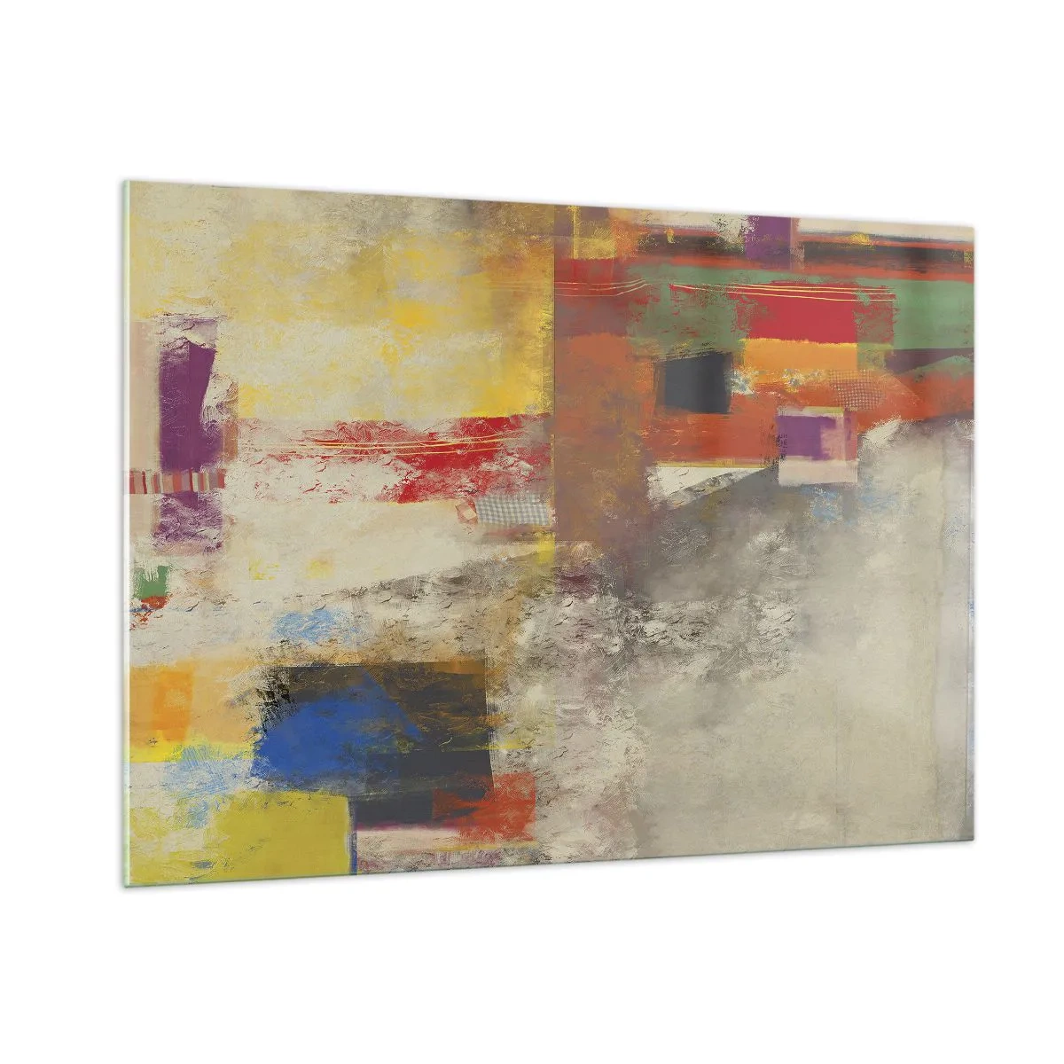 Billede på glas - Geometri af farver - 100x70 cm