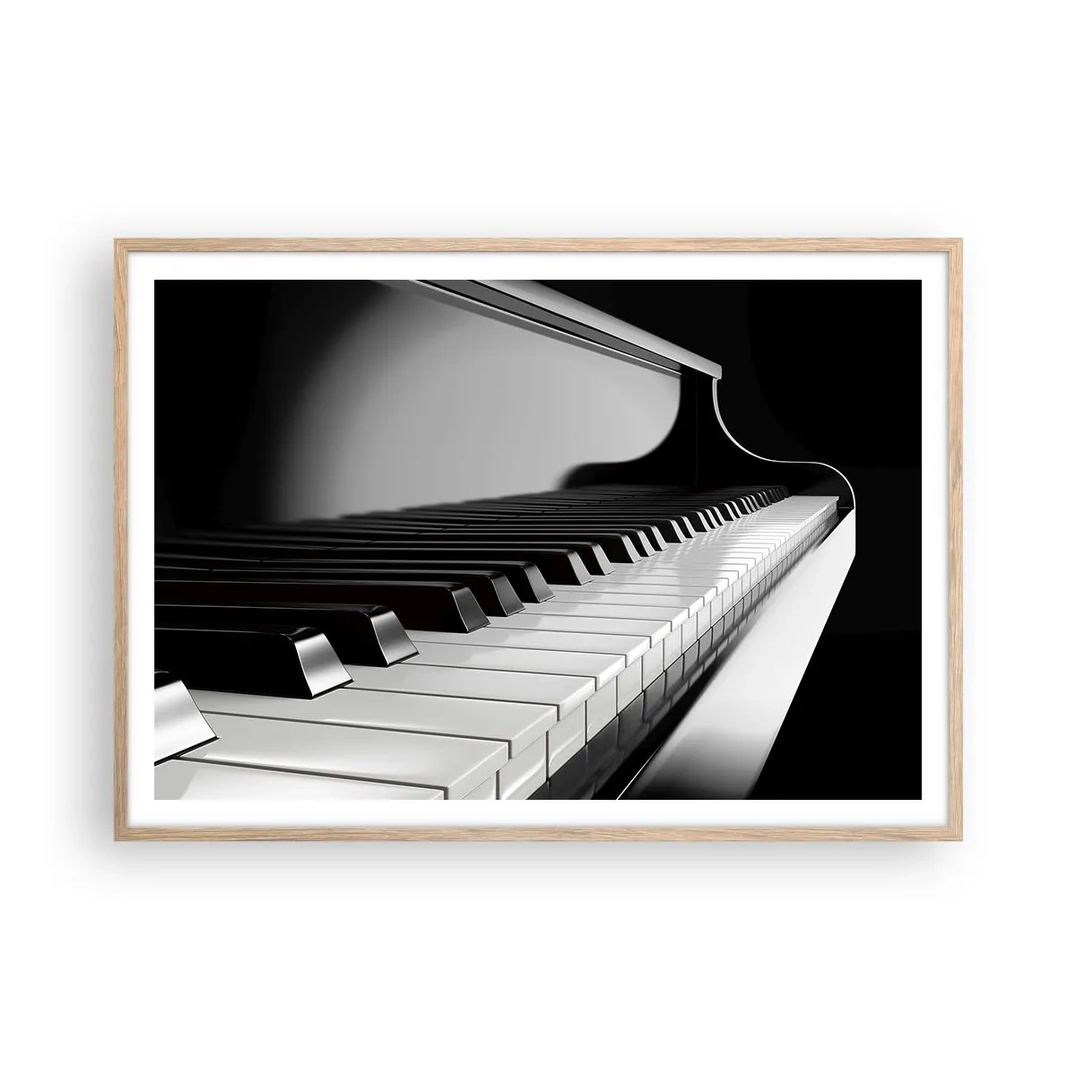 Plakat i ramme af lyst egetræ - Harmoni af former og farver - 100x70 cm