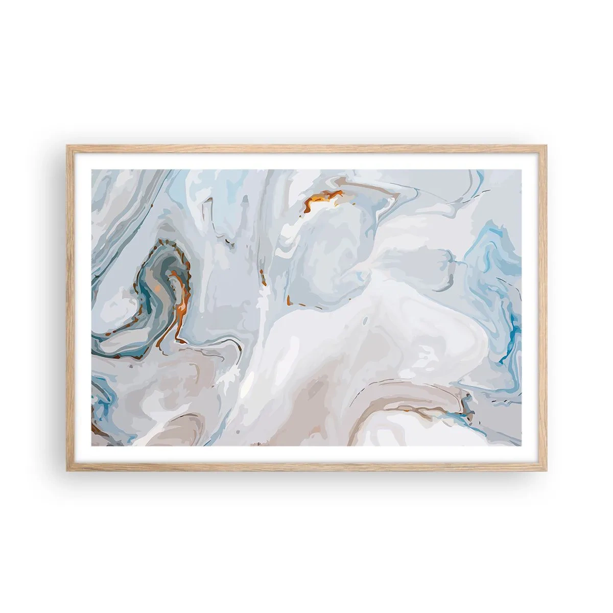 Plakat i ramme af lyst egetræ - Hvid opløftet - 91x61 cm