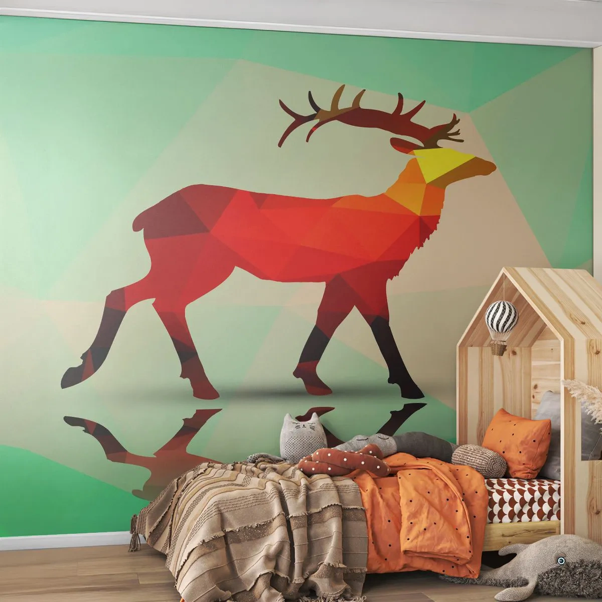 Fototapet Premium Canvas - Geometrisk hjort - Dyr, Hjort, Geometrisk figur - 200x140 cm