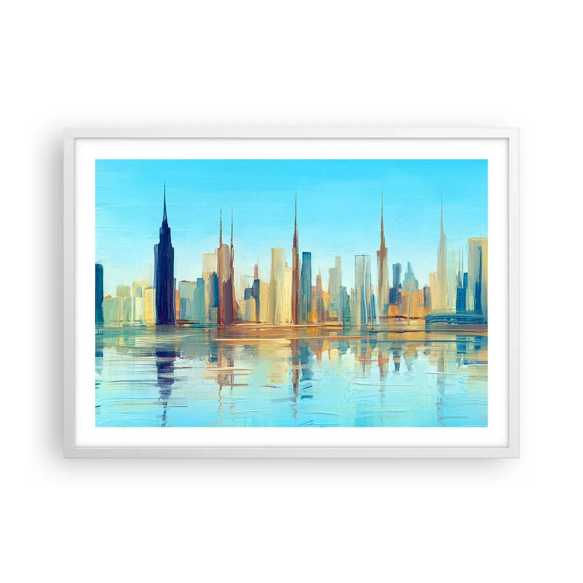 Plakat i hvid ramme - Solrig metropol - 70x50 cm