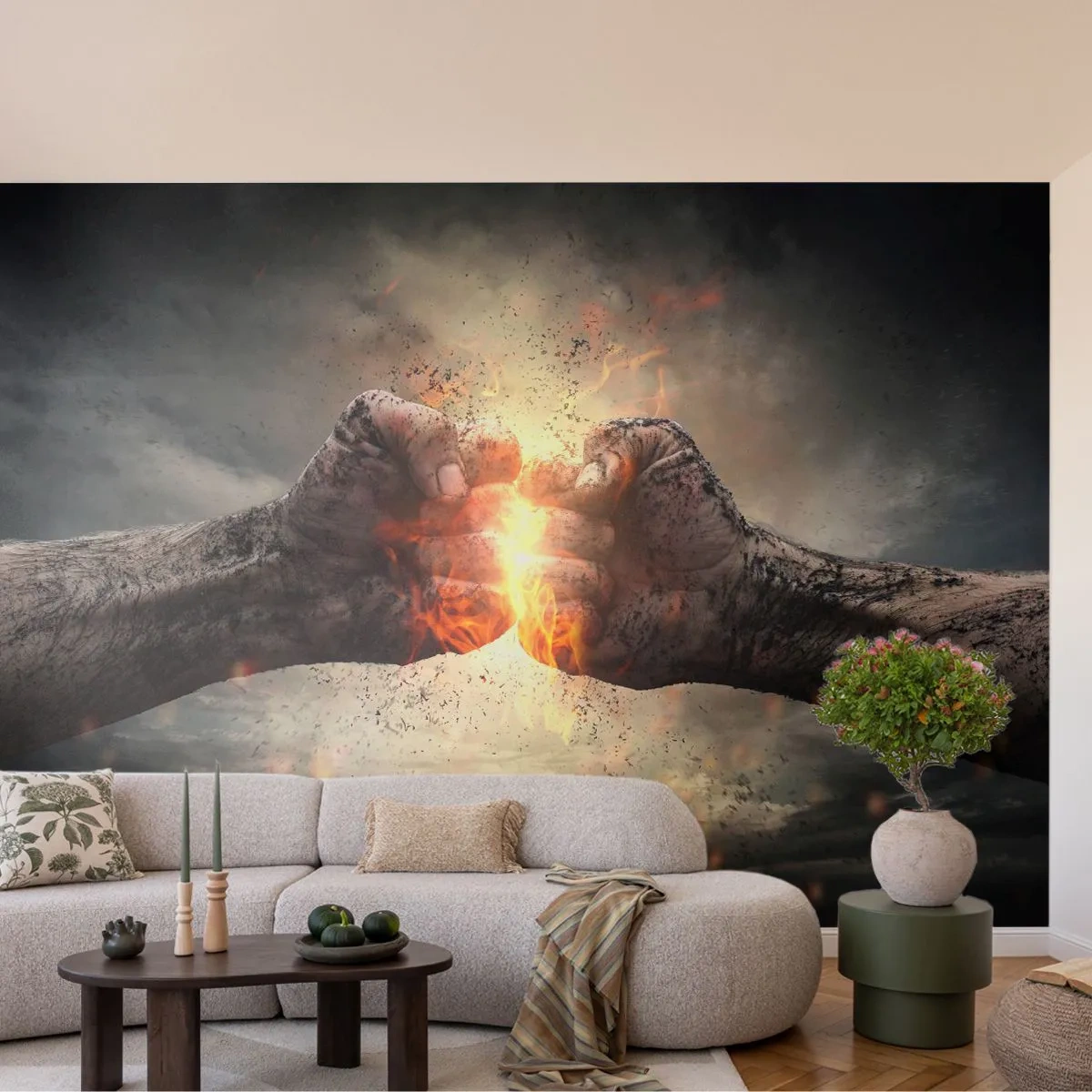 Fototapet Standard Eco - Stå op til kamp - Abstraktion, knyttede hånd, Kraft - 200x140 cm