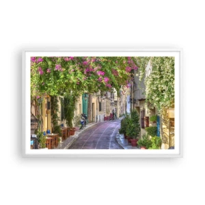 Plakat i hvid ramme - En blomstrende gyde - 91x61 cm