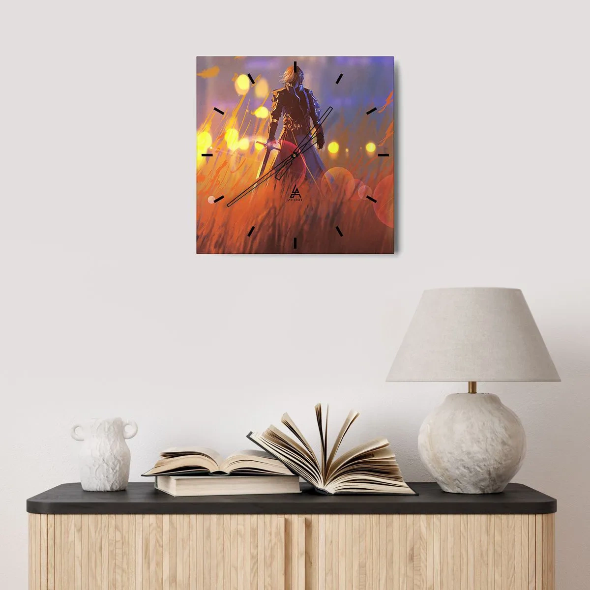 Vægur, Uret - Herreløs ridder - 30x30 cm