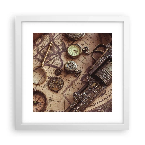 Plakat i hvid ramme - Opkald til eventyr - 30x30 cm