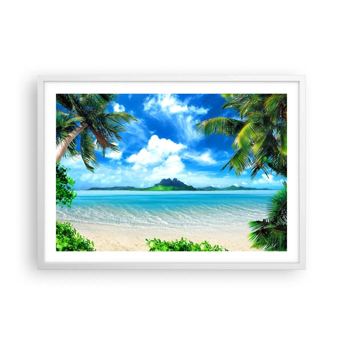Plakat i hvid ramme - Azur i troperne - 70x50 cm