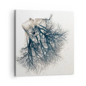 Lærredstryk - Billede på lærred - Lyttede til træets hvisken - 60x60 cm