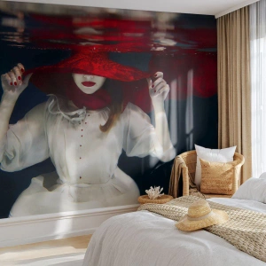 Fototapet Premium Canvas - Vidunderkvinden - Abstraktion, Kvinde i en hat, Stykke - 500x350 cm
