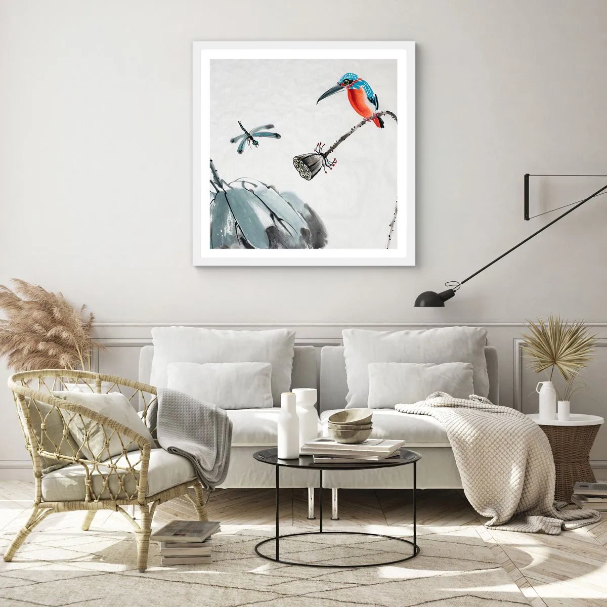 Plakat i hvid ramme - Engenes liv - 60x60 cm