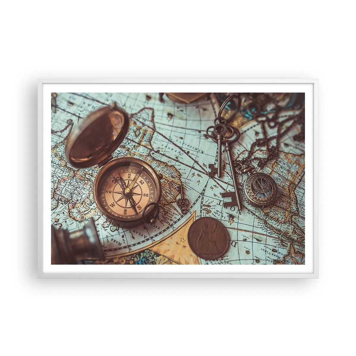 Plakat i hvid ramme - For eventyreren - 100x70 cm