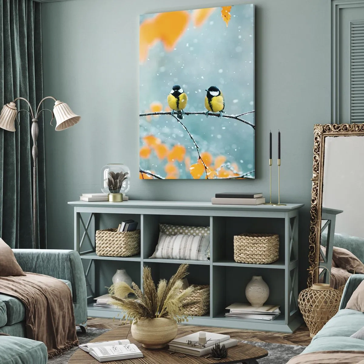Lærredstryk - Billede på lærred - Sladder om fugle - 50x70 cm