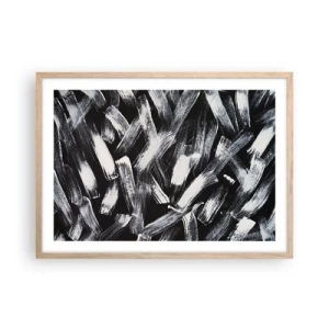 Plakat i ramme af lyst egetræ - Abstraktion i den industrielle ånd - 70x50 cm