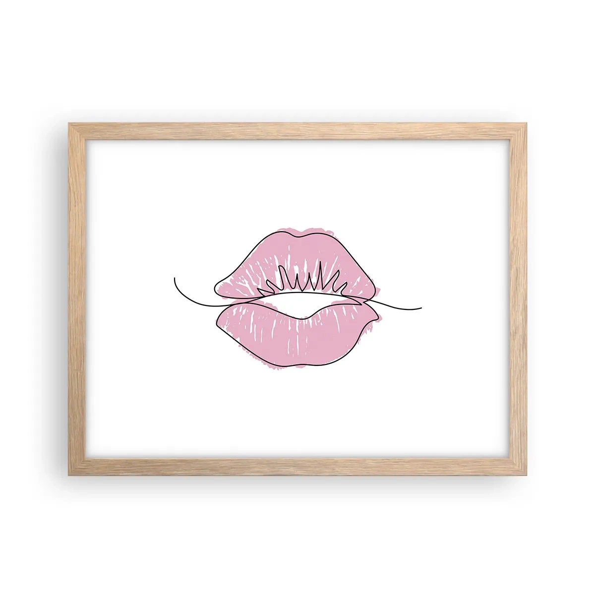 Plakat i ramme af lyst egetræ - Klar til at kysse? - 40x30 cm