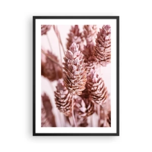 Plakat i sort ramme - Nærbillede af tørrede blomster i lyserøde nuancer - 50x70cm - Tilsyneladende ubemærket - Moderne vægdekoration til stue og soveværelse ARTTOR