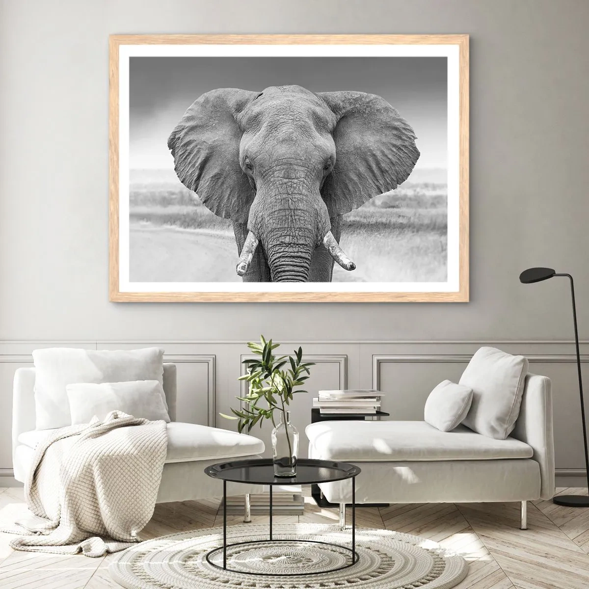 Plakat i ramme af lyst egetræ - Velkommen til min verden - 70x50 cm