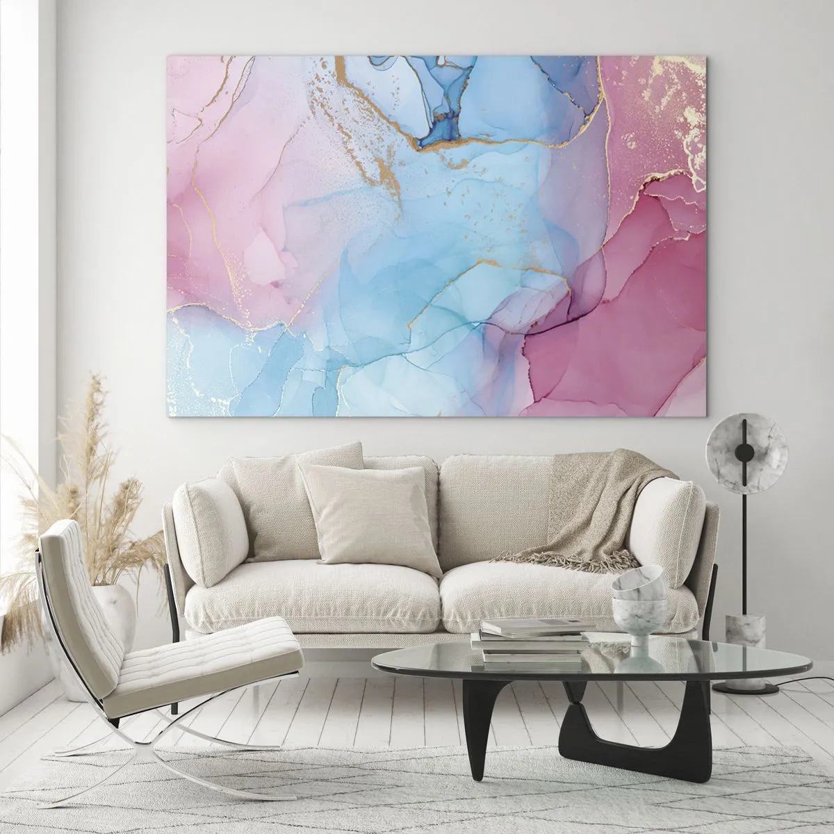 Billede på glas - Møde og interpenetration - 70x50cm - Møde og gennemtrængning - Moderne vægdekoration til stue og soveværelse ARTTOR