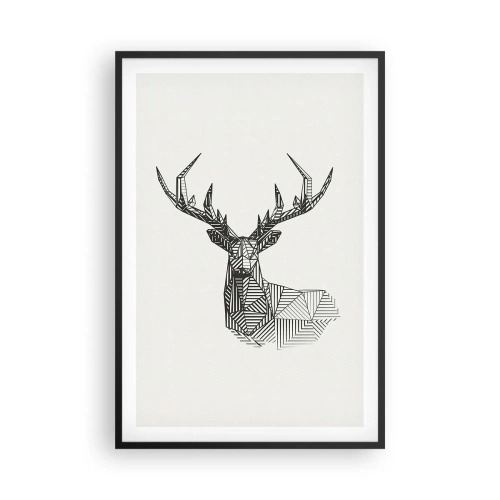 Plakat i sort ramme - Hjorte i kubistisk stil - 61x91 cm