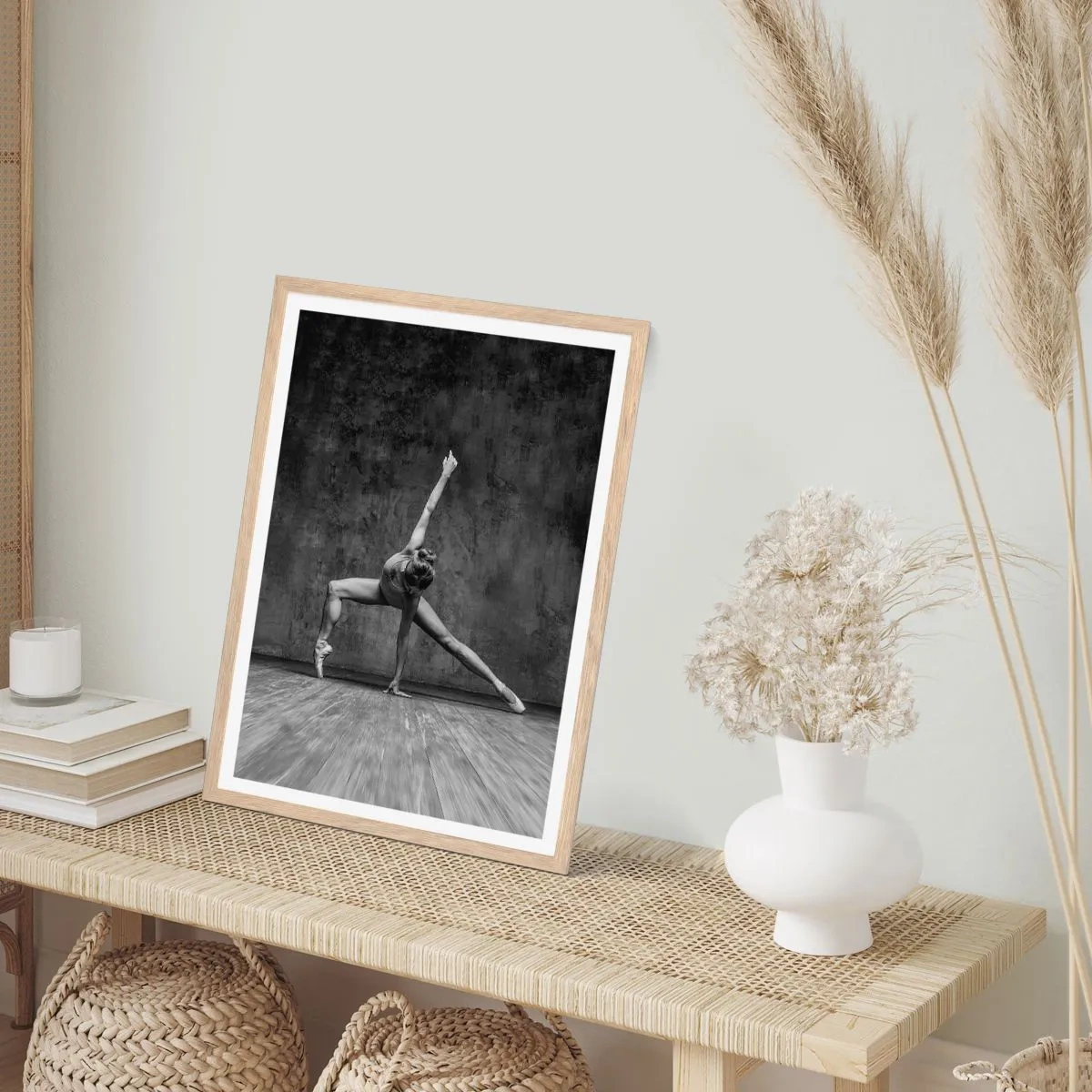 Plakat i ramme af lyst egetræ - Idealet om balance - 40x50 cm