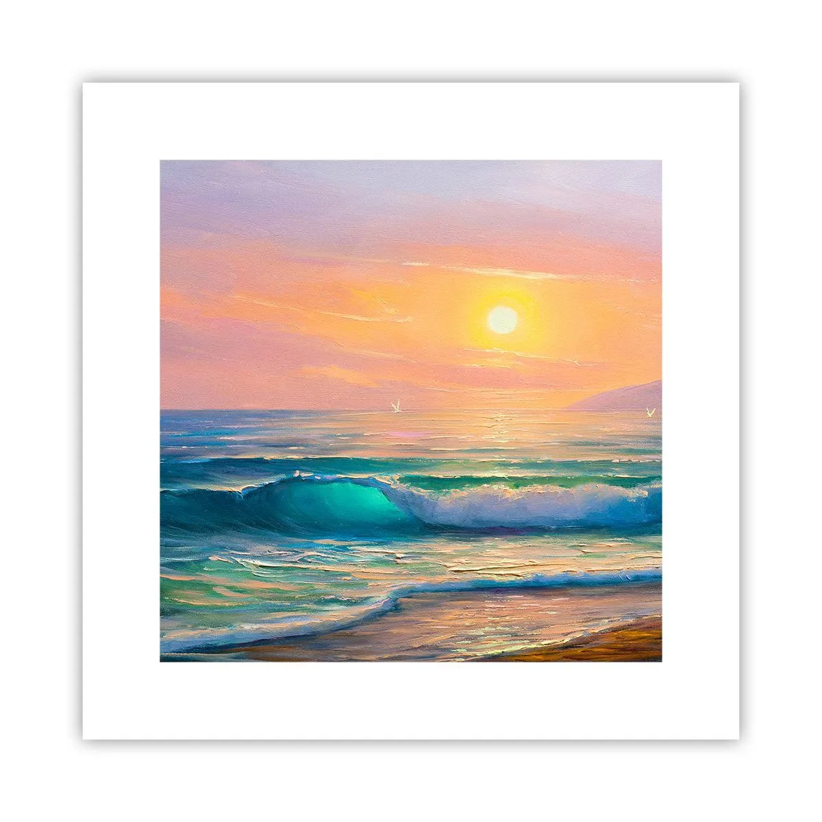 Plakat - Bølgernes turkisfarvede sang - 30x30 cm