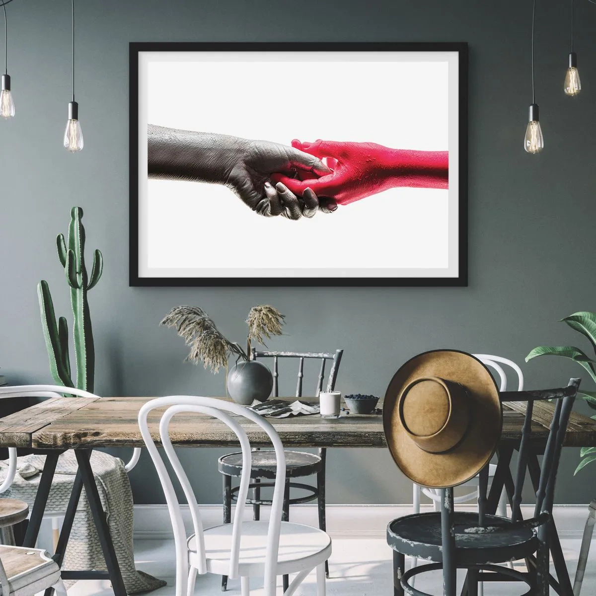 Plakat i sort ramme - Sammen, om end forskellige - 100x70 cm