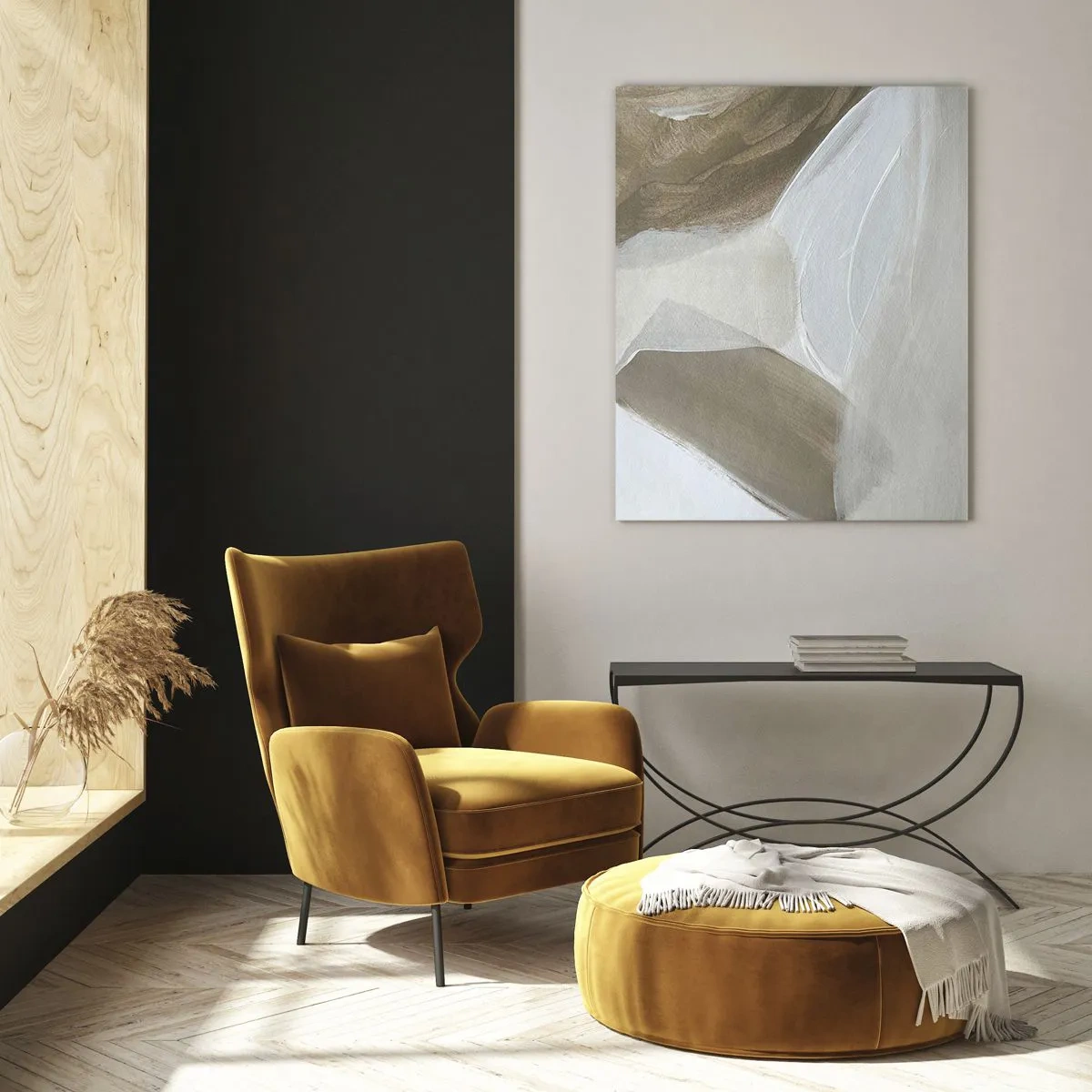 Billede på glas - Bølge af hvidt - 80x120 cm