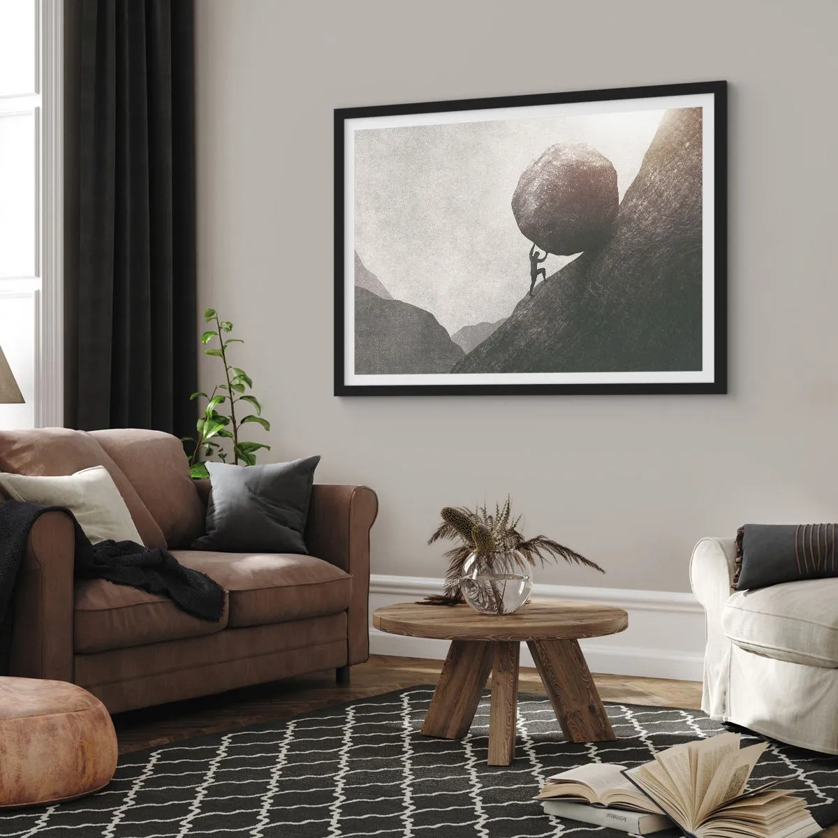 Plakat i sort ramme - Jeg tror mod al forventning - 50x40 cm