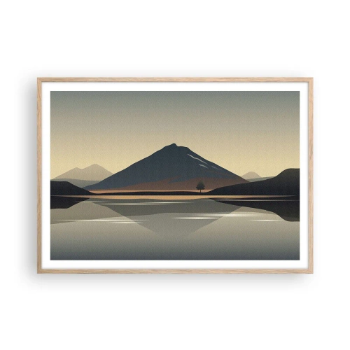Plakat i ramme af lyst egetræ - Spejlrefleksion - 100x70 cm