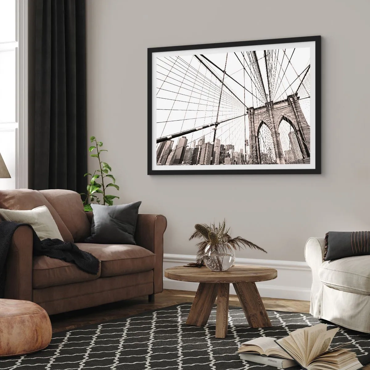 Plakat i sort ramme - Katedralen i New York - 70x50 cm