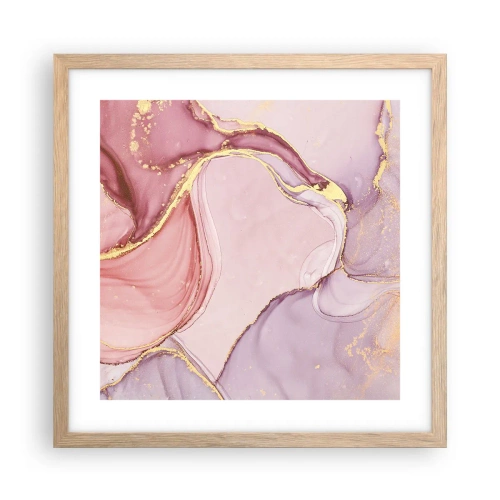 Plakat i ramme af lyst egetræ - Et kærtegn af farver - 40x40 cm