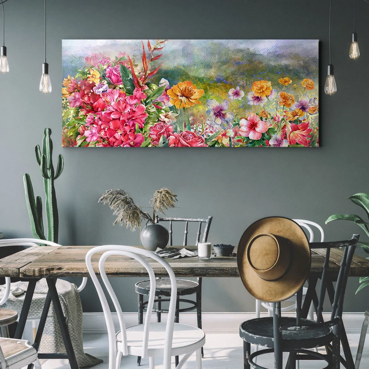 Lærredstryk - Billede på lærred - En have, der er gået amok - 100x40 cm