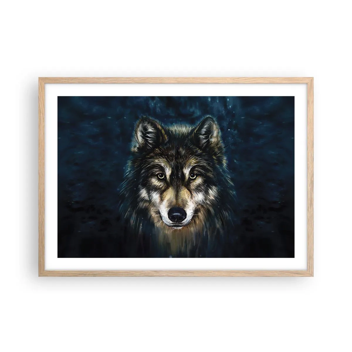 Plakat i ramme af lyst egetræ - Alfa? Og omega - 70x50 cm