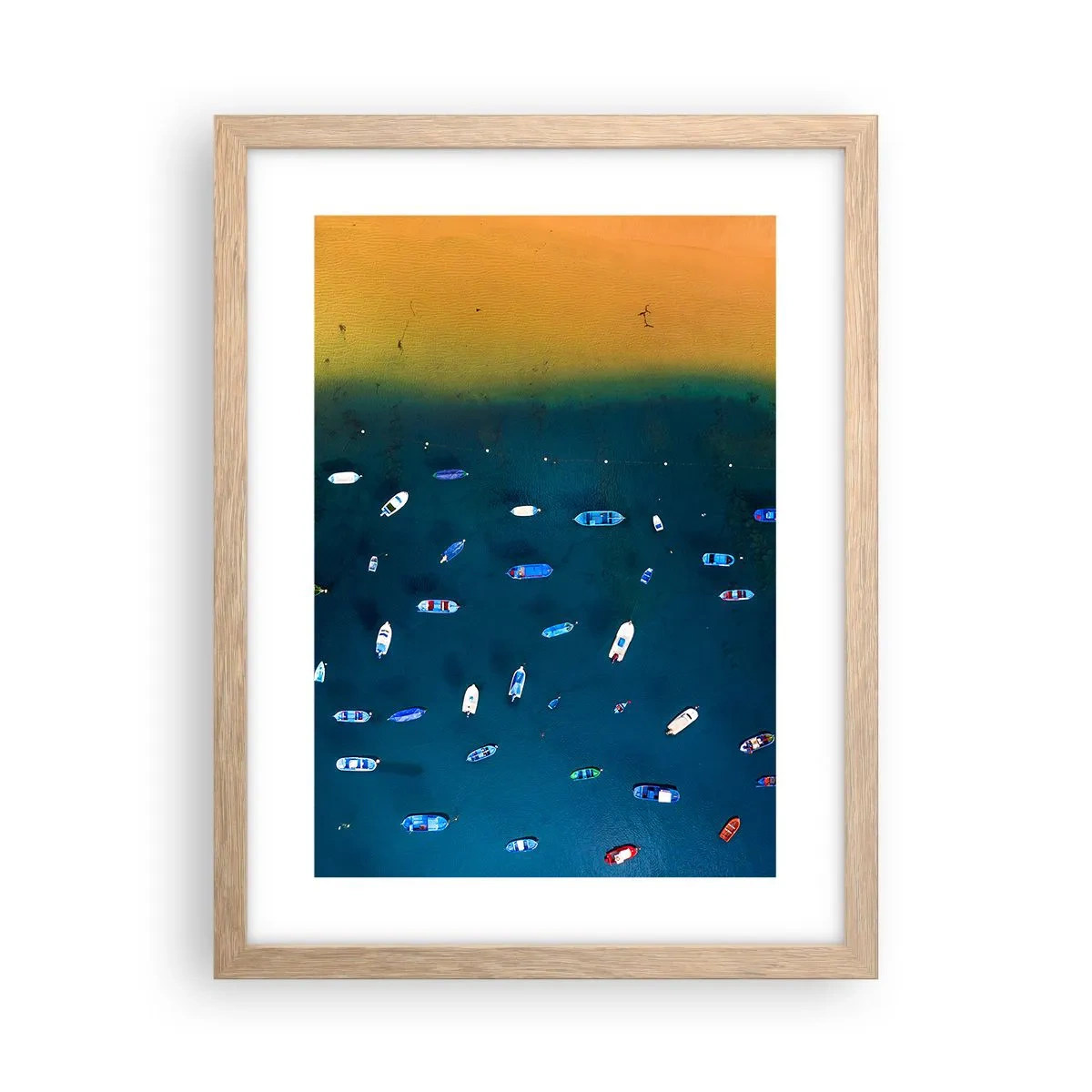 Plakat i ramme af lyst egetræ - En ferieleg - 30x40 cm