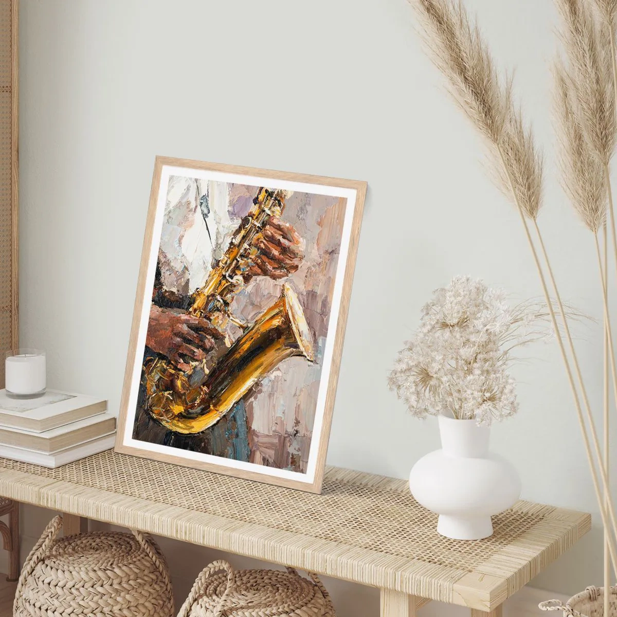 Plakat i ramme af lyst egetræ - Tid til at gå solo - 61x91 cm