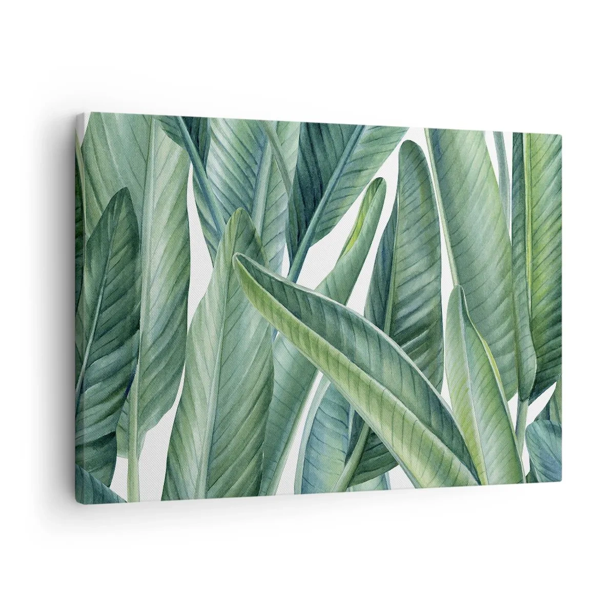 Lærredstryk - Billede på lærred - Grønne blade i en minimalistisk, botanisk stil - 70x50cm - Det grønne i sig selv - Moderne vægdekoration til stue og soveværelse ARTTOR