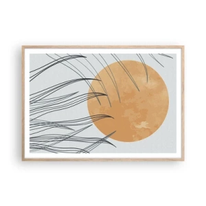 Plakat i ramme af lyst egetræ - Altid mod solen - 100x70 cm