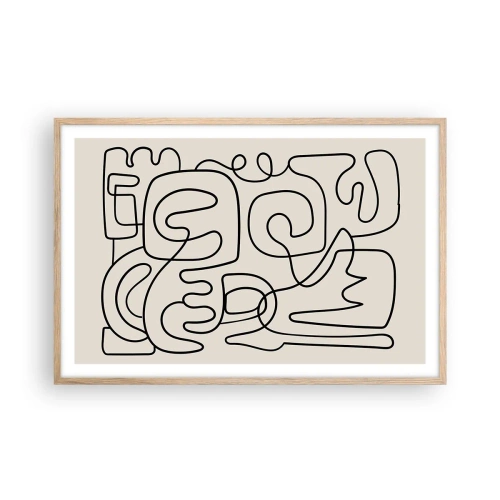 Plakat i ramme af lyst egetræ - På sporet - 91x61 cm